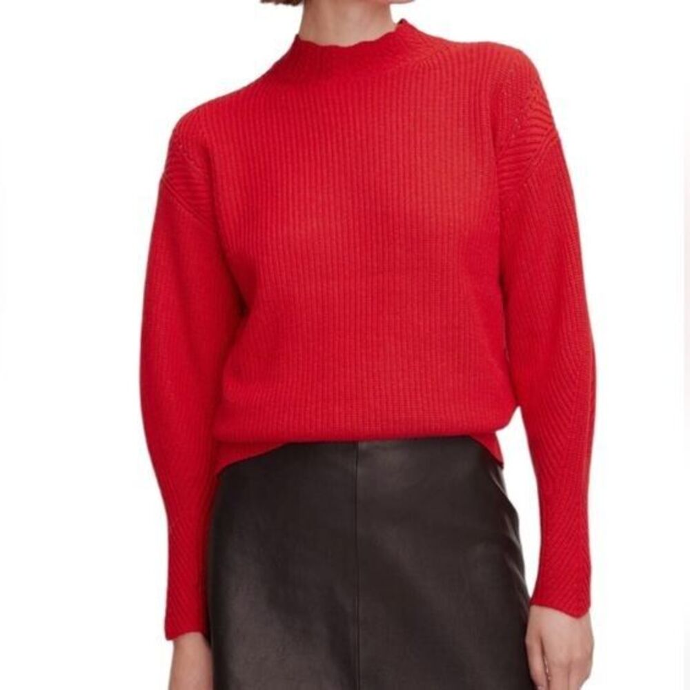 Rebecca Taylor womens Red Wool Blend Mock Neck Turtleneck Sweater size XS $295 - Picture 1 of 11